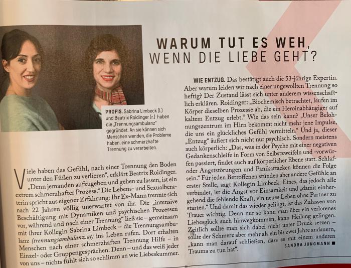 Woman Interview zum Thema Trennung und Liebeskommer